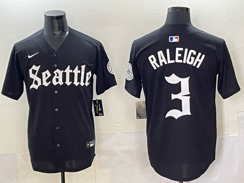 Men Seattle Mariners #3 Raleigh black MLB 2025 Nike jersey 005